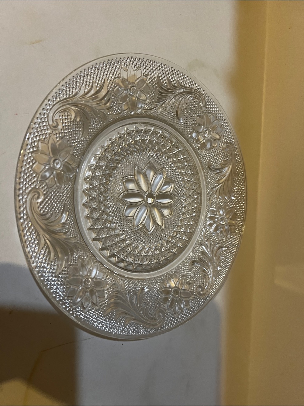 Clear Floral Pressed Glass Serving Plate - Elegant Home Dining